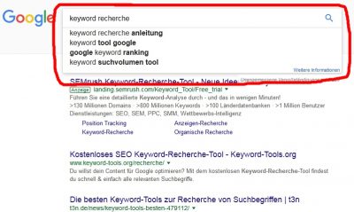 Keyword Recherche mit Google Suggest